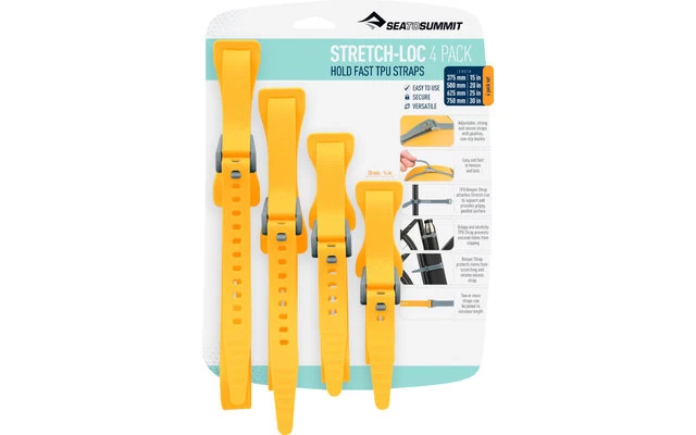 Sea To Summit Stretch-Loc Straps Befestigungsgurte 4er Set Gelb 3 Sea To Summit Stretch-Loc Straps Befestigungsgurte 4er Set Gelb